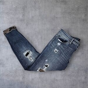 Judy Blue Distressed Camo Patch Stretch Denim Skinny Jeans Size 15/32 Womens M57